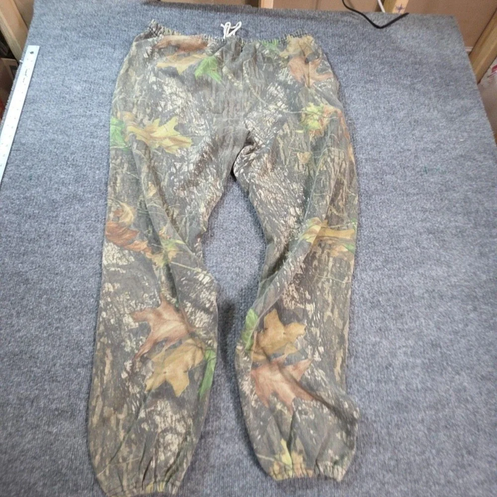 Jerzees Outdoors Sweatpants Mens XL Brown Camo Fleece Elastic Waist Hunting
